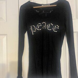 Black Long Sleeve Peace T-shirt